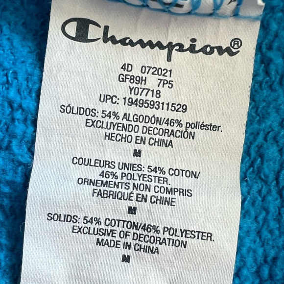 Men's Champion Hooded Sweatshirt in Turquoise, Medium - Picture 7 of 8
